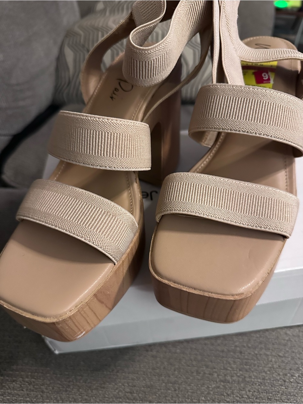 Wild Pair Neutral Beige Platform Block Heel Sandals - Women